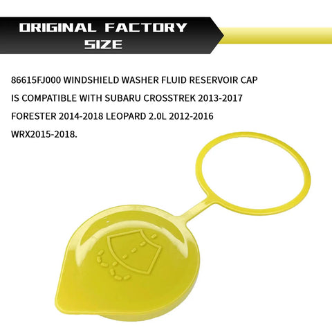 Yellow Windshield Washer Fluid Cap Replacement For Subaru Crosstrek Forester Impreza WRX Wiper Reservoir Cover Easy Install Durable Plastic Heat Resistant Sealed Cap Fit Car Maintenance Upgrade