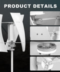Vertical Wind Turbine Generator Kit 600W 24V With Charge Controller for Marine RV Home Use, product components close-up