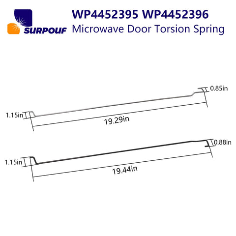 Microwave Door Torsion Spring Kit Left And Right Stainless Steel Models For KitchenAid Whirlpool Microwaves Replacement