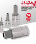 Tamper Proof Hex Bit Socket Set 26 Piece For SAE And Metric Sizes 5/64 To 9/16 Inches And 2 To 14 mm with S2 steel bits