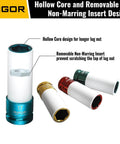 Non Marring 22mm Lug Nut Socket For 1/2 Inch Drive, 6 Point Wheel Protector Impact Socket, Cr-Mo Steel