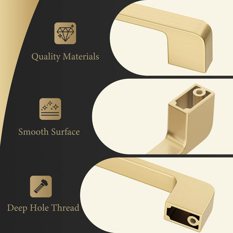 5 Pack 8 Inch Brushed Gold Cabinet Handles Center To Center Drawer Pulls Modern Square Zinc Alloy Durable Construction Features