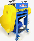 Model 930 Motorized Wire Stripper with auto feed, blue frame and yellow panels, designed for copper and cable reuse.