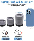 Beefy Heavy Duty Furniture Risers Set Of 4, 2 Inch Round Bed Lifts With 1 And 3 Inch Inserts, size comparison with smartphone