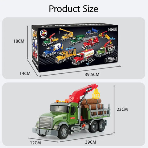15 Inch Large Timber Log Truck With Loading Crane Six Wooden Logs Lights And Sounds Realistic Inertial Skid Play Toy boxed