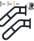 Rock Solid Black Handrails For Outdoor Steps 21 Inch Stair Railing with welded base plate, heavy duty steel for secure grip.