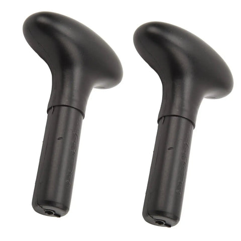 Two black ergonomic canoe paddle handle T grip replacements for kayak and paddleboard with no slip grip