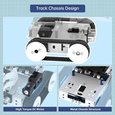 4 In 1 Smart Robot Car Kit With Microbit V2 For STEM Learning, Transformable Tank Robot, Graphical MakeCode And Python Coding, Beginner Friendly Educational Robotics Kit For Kids And Teens, track chassis metal frame