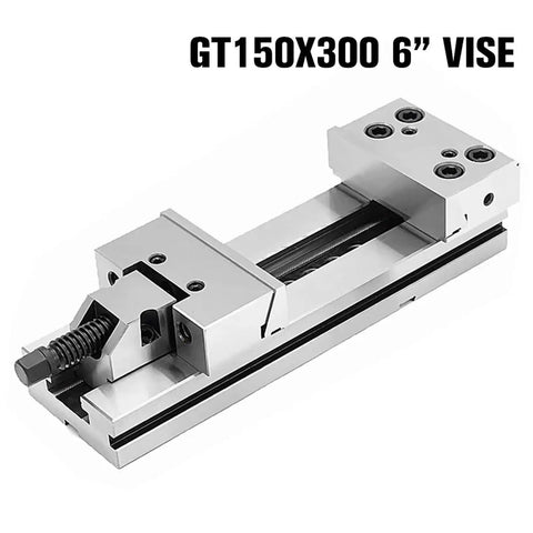 Heavy Duty Six Inch Precision Bench Vise Boasting Bulletproof Flat Jaw Setup For Milling Machines And Cnc Tools Built From Manganese Alloy Steel, side view showing jaw detail.