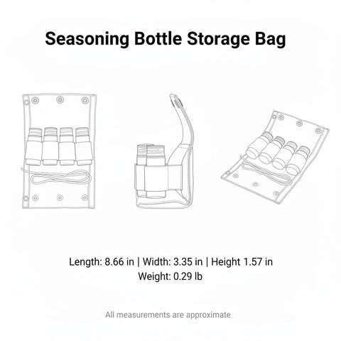Illustration of Seasoning Bottle Storage Bag Portable Spice Organizer Pouch with Zipper for Camping and RV Travel