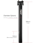 Crossfire Bike Seat Post 350mm Length, 27.2mm Diameter, AL6061 Aluminum, 3D Forged One-Piece Head, Blast Silver Finish, Two-Bolt System