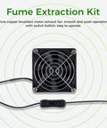 Fume Extraction Kit For 3D Printer Enclosures With 70mm Hose And 4000 RPM High Efficiency Ventilation Fan showing exhaust fan and switch