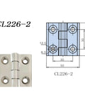 Stainless Steel Corner Door Hinges Set Of 2 50x50 shown with dimensions and design drawing, model CL226-2