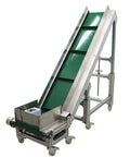 Electric Inclined Climbing Conveyor Belt With Baffle, Heavy Duty Industrial Belt Conveyor System, Aluminum PVC Belt, Green