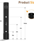 Heavy Duty Table Leg Extenders Providing Three Level Height Adjustable Folding Risers showing product size measurements of 9.84in and 1.4in diameter.
