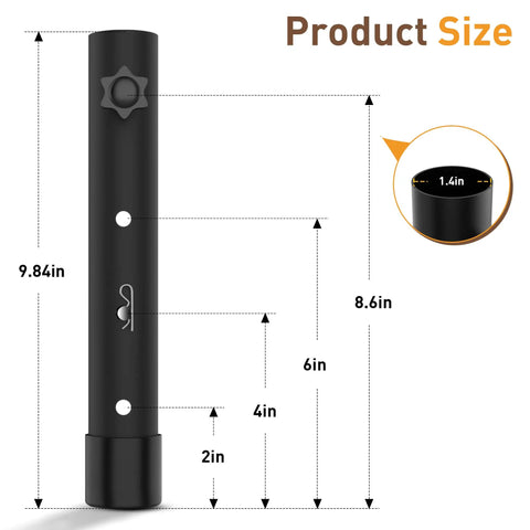 Heavy Duty Table Leg Extenders Providing Three Level Height Adjustable Folding Risers showing product size measurements of 9.84in and 1.4in diameter.