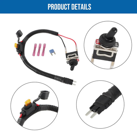 Fuse Bypass Switch Kit For ATM Mini-Fuse Towed Vehicles With Beefed Up Rocker Toggle Switch And Waterproof Boot Cap Cover 20A 14 Inch Line Length