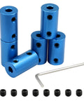 Rigid Shaft Coupler 5mm To 5mm Aluminum Alloy Six Piece Blue Set For Motors 3D Printers And DIY Projects With M4 Screws And L Wrench