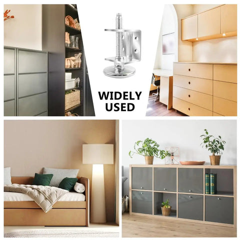 Heavy Duty U Shaped Bracket Leg Levelers Set With Non Marring Feet Adjustable Furniture Levelers for cabinets and desks display