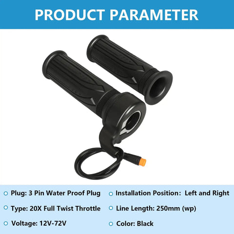 Universal 3 Pin Ebike Twist Throttle Kit For 12V 24V 36V 48V 72V Electric Bicycles And Scooters, 22.2mm Handlebar Fit