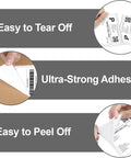 Image showing demonstrations of 4x6 Direct Thermal Shipping Labels Roll, 500 Labels, BPA Free being easy to tear, with ultra-strong adhesive, and easy to peel.