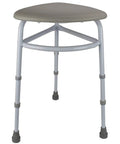 Corner Shower Stool For Bath And Shower Flush Quadrant Bath Bench With 17 To 21 Inches Adjustable Height 265 Pound Capacity Tripod Shower Chair For Elderly And Disabled Easy Sit And Rinse Non Slip Bathroom Seat with gray tripod design.