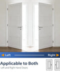 Tough As Nails 2 Pack 4 Inch Self Closing Door Hinges Square Shape With Rounded Edge Profiles And Full Stainless Mounting Kit Interior Room Doors Slam Free Operation Dead Simple Setup Reliable Performance, showcasing left and right hand doors.