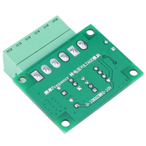 Top view of 0-5KHz To 0-10V Frequency To Voltage Converter Module Digital To Analog Converter For Pulse Signals, green PCB board