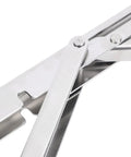 Close-up of Two Pack Stainless Steel Folding Shelf Brackets For Wall Mount And Table Use Self Deploying Space Saving Design Rustproof And Heavy Duty Built
