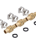 Heavy Duty 3 Piece Brass Garden Hose Repair Kit With Male And Female Connectors Fixing Split Pipes Perfect For Backyard Or Patio Using High Quality Leak Proof Adapters That Work On 3/4 In And 5/8 In Hoses, brass hose connectors