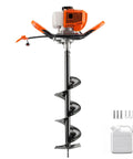 Gas Powered Post Hole Digger With 43cc 2-Stroke Engine, 8 Inch Auger Bit, showing full tool and accessories in view