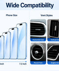 Wide compatibility of Road Ready Car Phone Mount For Tesla Cybertruck Model 3 Model S for various phone sizes and vent styles.
