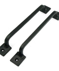 Black Cast Iron Pull Handles 9 Inch Square Base Set Of 2 Durable Powder Coated Finish for cabinet doors, gates, and barn doors