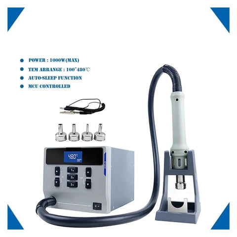 Hot Air Rework Station 1000W With Digital Dual Display Lead Free Soldering Gun For Phone PCB Chip Repair Temperature Adjustable