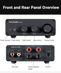 Front and rear panel of Beefy 2 Channel Class D Desktop Amplifier Powered By TPA3255 With 600W Total Power 300W Per Channel