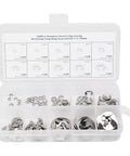 120Pcs E Clip Ring Set 1.5mm To 10mm Stainless Steel External Retaining Rings Circlip Assortment For Indoor Outdoor Use Rustproof Burr Free Surface Handy Clip Kit For Quick Fixes in open case