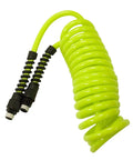 ZillaGreen 1/4 Inch Recoil Air Hose, 10 Feet, coiled polyurethane, kink-resistant with black fittings for workshops