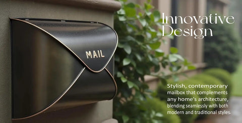 Built Tough Black Wall Mount Mailbox For Outdoor Use 12.5 X 5 X 10 Inch Weatherproof Envelope Mailbox on wall with plants nearby