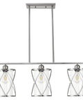 3 Light Clear Glass Cylinder Pendant Lights For Kitchen Island 33 Inch Dope Modern Transitional Island Lighting with Brushed Nickel Finish.
