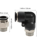 Check Out This Epic 6pc Set Of 3/8 Inch Pneumatic Air Hose Quick Release Fittings Featuring Straight And Elbow Connectors For Easy Push To Install Plus Repair Tasks Done Real Fast Without Leaks., black plastic and metal 3/8 inch pneumatic air hose quick release straight and elbow fittings