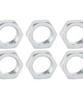 Left Hand 11/16 Inch 18 NF Jam Nuts, Heavy Duty Locknuts for Rod Ends, Tie Rods and Heim Joints, Thin Profile for Extra Thread Length, Zinc Plated Steel, Rust Resistant, Pack of 6 for Easy Replacements, six zinc-plated jam nuts