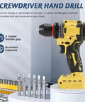 Badass Brushless Drill Driver Compatible With DeWalt 20V Batteries showcasing ergonomic rubber handle and drill bits.