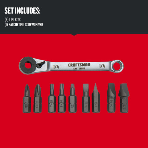Ratcheting Offset Screwdriver Set 10 Piece Multi Bit Kit With Black Oxidized Bits For Rust Resistance Built For Tight Spaces And Hard To Reach Fasteners Durable Construction And Lifetime Warranty