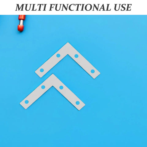 Heavy Duty L Shaped Corner Brackets For Wood And Metal Beef Up Furniture Shelves Drawers And Frames Multipurpose Iron Reinforcement Hardware With Easy Install For DIY Home Improvement Projects on blue background
