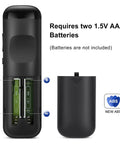 Back view of Two Pack Replacement Remote For Roku TV Compatible Smart TVs Infrared Universal Remote No Pairing Needed showing battery compartment open.