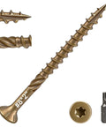 Pro Grade #8 X 2 Inch Deck Screws 100 Pack Exterior Wood Screws Bronze Epoxy Coating ACQ compatible with T25 Star Drive.