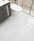 Peel And Stick White Marble Vinyl Floor Tiles 12x12 Inch 1mm Thick Waterproof Self Adhesive Flooring For Bathroom Kitchen Bedroom And Camper, 20 Tiles Cover 20 Sq Ft, Easy Install No Mess in bathroom view