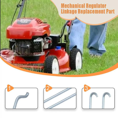 Two Pack Mechanical Throttle Linkage Kit For Briggs And Stratton Engines, Durable Steel Linkage With Smooth Speed Control, Universal Fit For Lawn Mowers And Outdoor Power Equipment shown with mower and steel rods