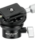 Heavy Duty Tripod Leveling Base Camera Leveler Featuring Arca Swiss Half Ball Mount, showing black finish and adjustable knob.