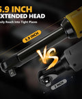 Comparison of 5.9 inch extended head vs 2 inch head on brushless ratchet wrench